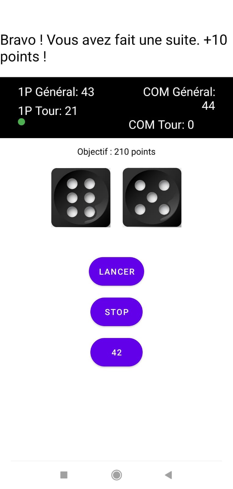 Capture d'écran des statistiques